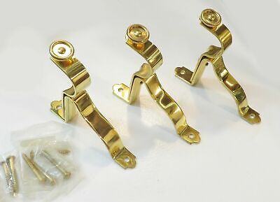 3 NEW Old Stock REJUVENATION LACQUERED BRASS 1" Curtain ROD END BRACKET Assembly