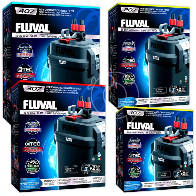 Fluval 107 207 307 407 externer Stromfilter enthält Medien Aquarium Fischtank