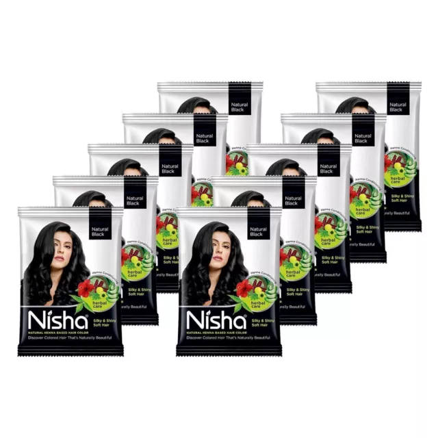 Nisha Black Hair Color Dye 10gm Naturel Noir Couleur Cheveux Henné (paquet...