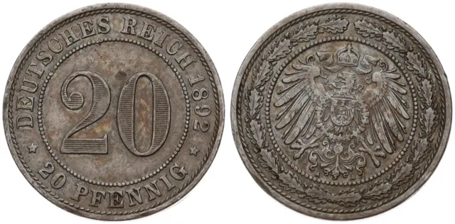 Deutschland - Deutsches Reich 20 Pfennig 1887-1892 A-J verschiedene Jahrgänge