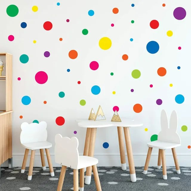 Colorful Polka Dot Home Wall Decals ( 255pcs ) - Easy Peel and Stick Decor Stick