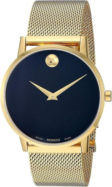 Movado 2435 Black/Gold Museum Mesh Bracelet Watch 40 mm