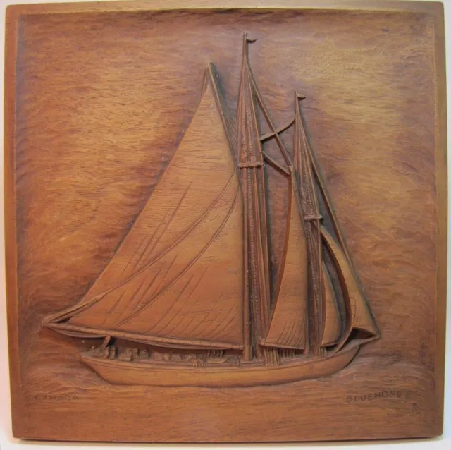 KARL ROTHHAMMER BLUENOSE II Sailing Ship Vintage Plaque Hand Finished Repro Art