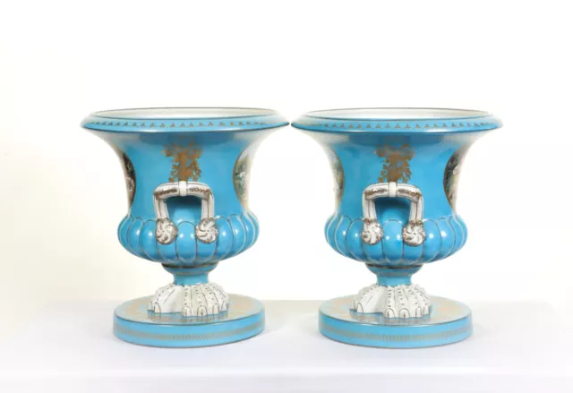 Pair Sevres Porcelain Urns Campana Romantic Scenes 3