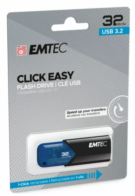 Clef USB 32Go Emtec cle USB 32 Go USB Flash Drive Click Easy USB 3.2 clé USB 32