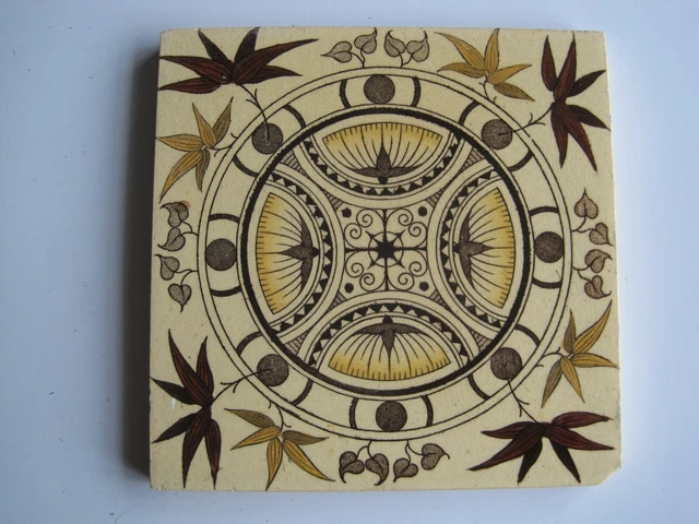 ANTIQUE VICTORIAN  AESTHETIC GEOMETRIC TRANSFER PRINT TILE - c1884 JACKSON BROS