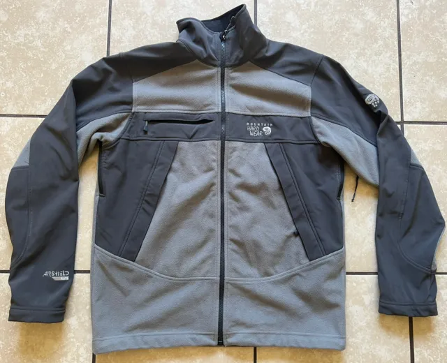 Mountain Hardwear Jacket Mens Medium Gray Fleece Windstopper Zip Airshield Elite