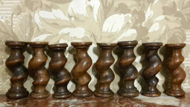 8 Barley twist turned spindle Column Antique french oak architectural salvage 4" 2