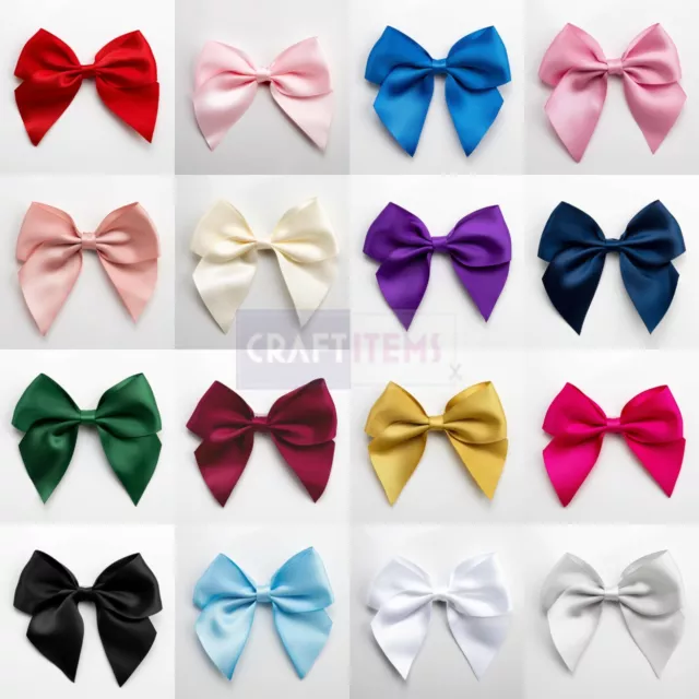 Stick On Satin Ribbon Bows Self Adhesive Wedding Card Making Craft 10cm Pre-Tied