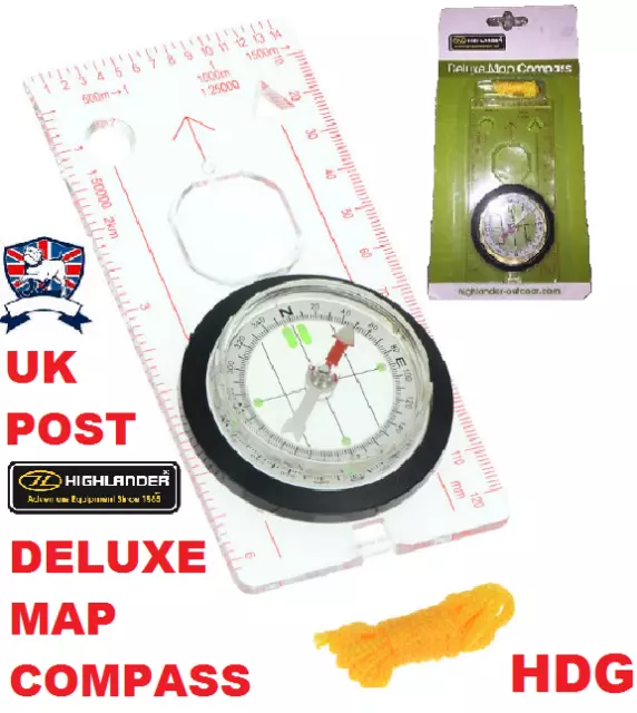 HIGHLANDER DELUXE MAP READING COMPASS ORIENTEERING NECK TACTICAL SURVIVAL DofE