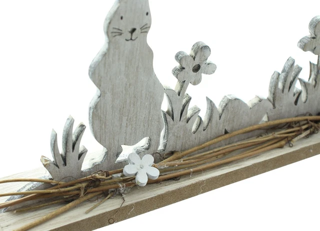 Salvare Set 2x Decorazione Pasquale " Prato ", Coniglietto di Bianco Calcinate, 5