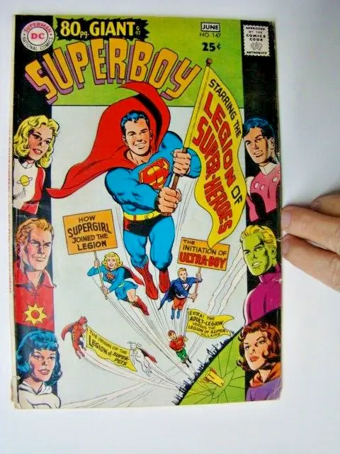 1968 Superboy #147 1st Origin Legion Super-Heroes & Legion Super-Pets VG