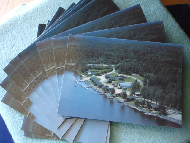 TROUT RIVER LODGE Postcard Lot (10) Red Lake Ontario Canada Quonset Cabin 1960's