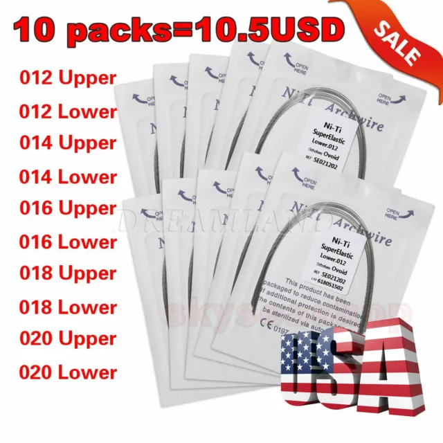 100PCS Dental Orthodontic NITI Arch Wire Round Super Elastic NITI Ovoid Form USA