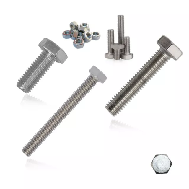Vis à Six Pans Avec Écrou M4 M6 M8 M10 M12 Inox A2 Entièrement Filetées DIN933