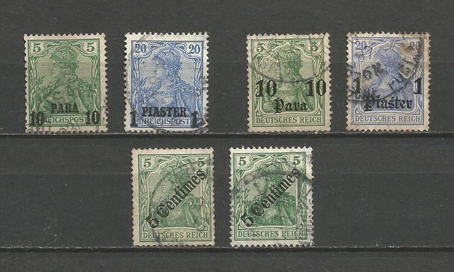 Deutsche Kolonien Türkei 1900-1905-1908 Mi 12-14 24-26 48a 48b gest