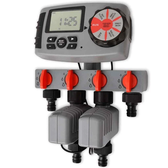 Timer Automatico Irrigazione a 4 Vie 3 V A Programmatore Acqua Giardino vidaXL