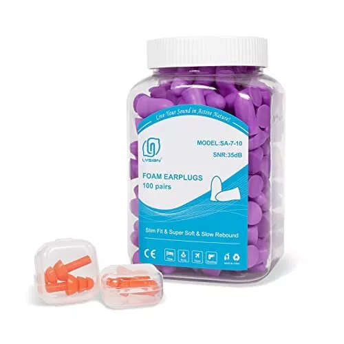 Slim Size Foam Ear Plugs for Small Ear Canals Women Kids 100 Pairs 35dB SNR N