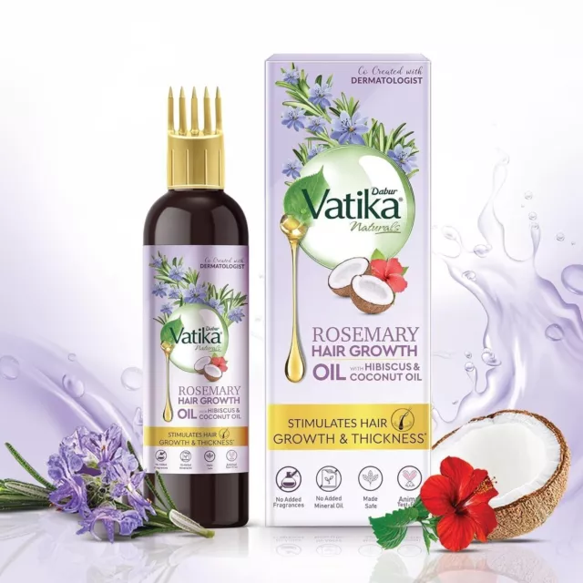 Aceite para el crecimiento del cabello de romero Dabur Vatika con aceite de...