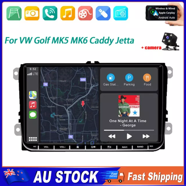 9" Android 12 Apple Carplay Car Stereo Radio BT For VW Golf MK5 MK6 Caddy Jetta