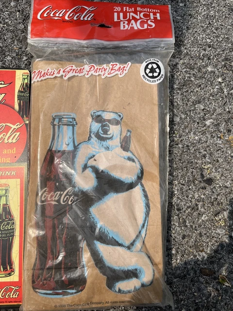 Coca Cola Paper Lunch Bags 1998 NEW & 2 Coca Cola Place Mats