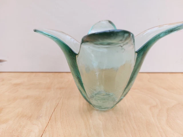 Studio Art Recycled Green Glass 4 Petal Tulip Vase Candle Holder Made In Spain 3