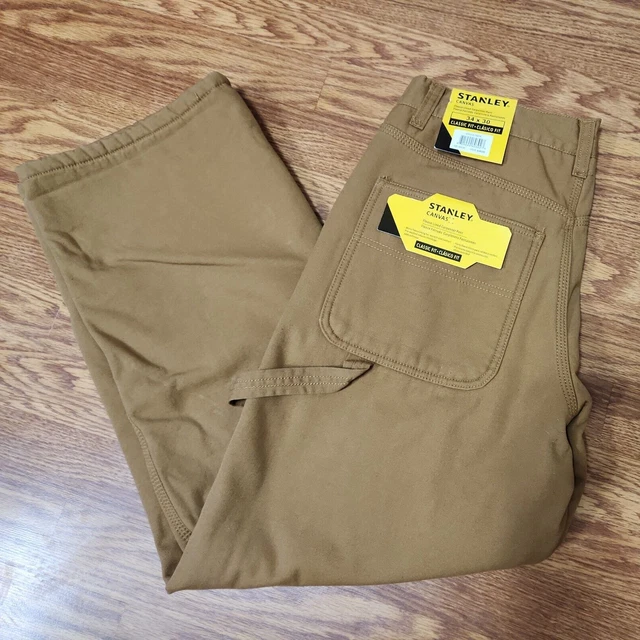 Stanley Workwear Mens Fleece Lined Warm Almond Carpenter Work Pants 34 X 30 New