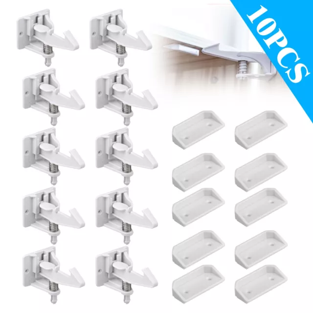 10x Cabinet Locks Child Safety Latches Baby Proof Lock Drawer Door Festival Gift