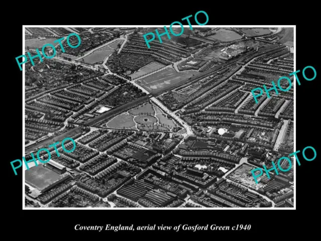 OLD POSTCARD SIZE PHOTO COVENTRY ENGLAND AERIAL VIEW OF GOSFORD GREEN c1940