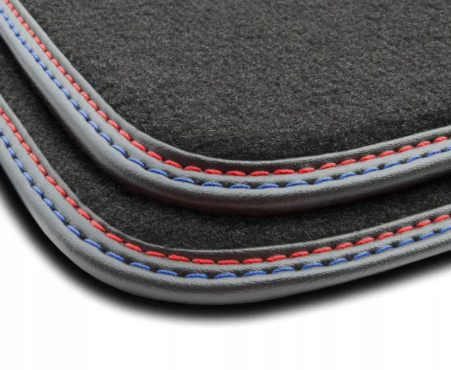 NI13-1 Tapis De Sol Velour Premium Cuir Rouge&Bleu pour Nissan Qashqai III depui