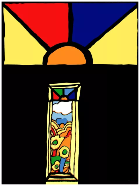 2002.Decoration Poster.Home wall design art.Peter Max style stained glass window