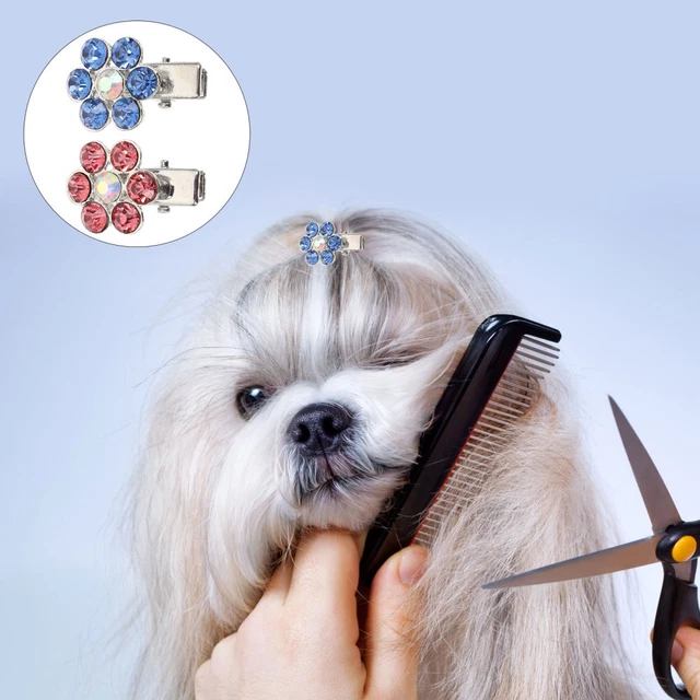 2 pz clip per capelli per la cura del cucciolo strass decorazione forcina per animali domestici