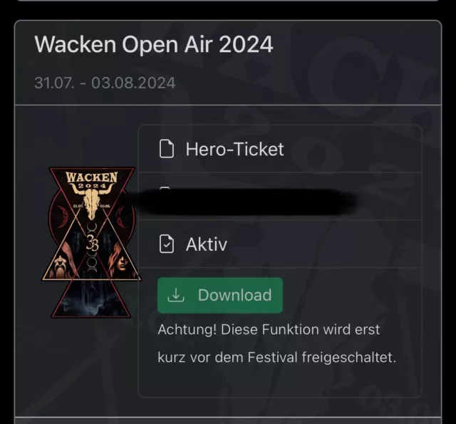 Wacken Open Air WOA 2024 Ticket 31.07.2024 - 03.08.2024