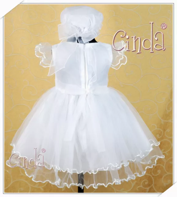 Baby Girls Christening Dress Wedding Party Dress with Bonnet