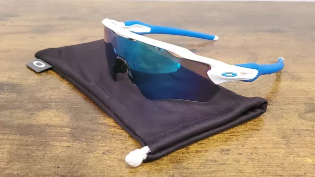 Oakley Polished White Radar EV XS Sapphire Prizm Junior Sunglasses