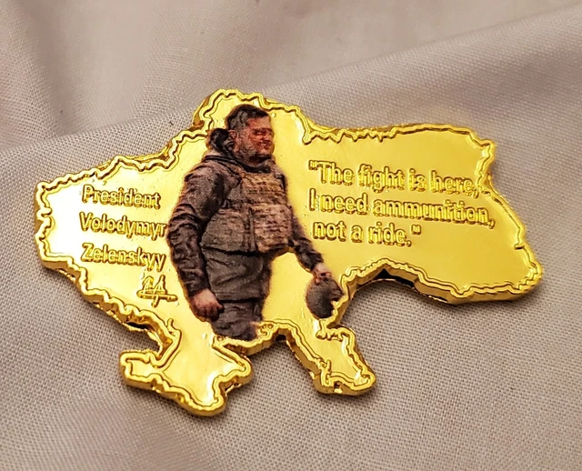 Ukraine Goldkarte Münze Kalter Krieg Weltkrieg Wolodymyr Selenskyj signiert I II III Flagge UK 3
