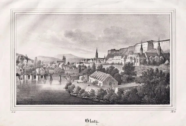 Glatz Klodzko Polen Poland Polska Lithographie lithograph 1840