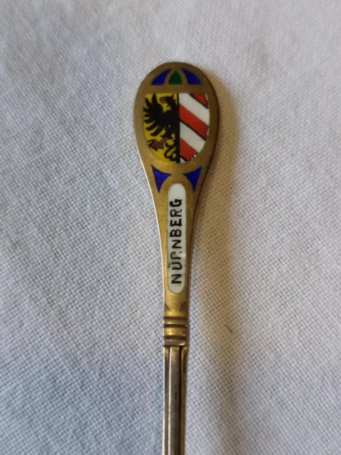 Andenken Sammler Löffel 800 Silber Wappen Email Nürnberg