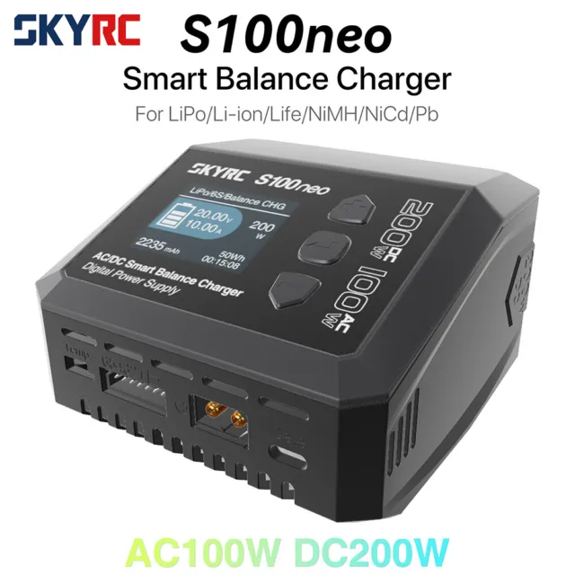 SkyRC S100neo Balance Charger AC100W DC200W 12A Smart LiPo Battery RC Discharger