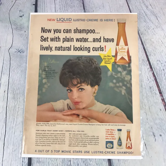 1959 Lustre-Creme Shampoo w Joan Collins Print Ad Genuine Magazine Advertisement