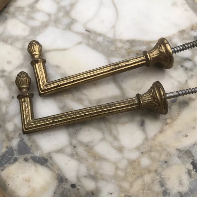 Vintage PAIR French Antique Brass Drapery Curtain Holdback Towel Hook Victorian