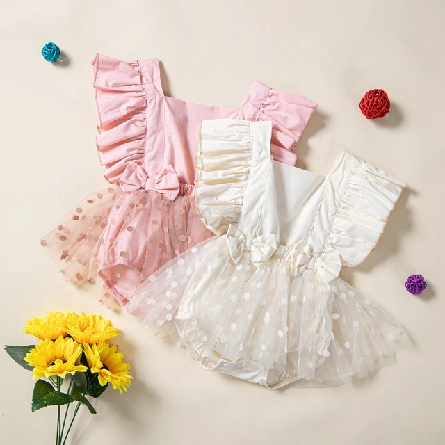 Infant Newborn Baby Girl Tulle Tutu Romper Dress Bodysuit Clothes Outfits Set