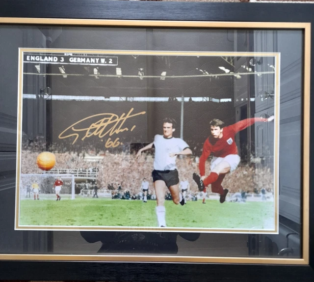 SIR GEOFF HURST Signed England Football Photo 1966 Final Goal Framed 