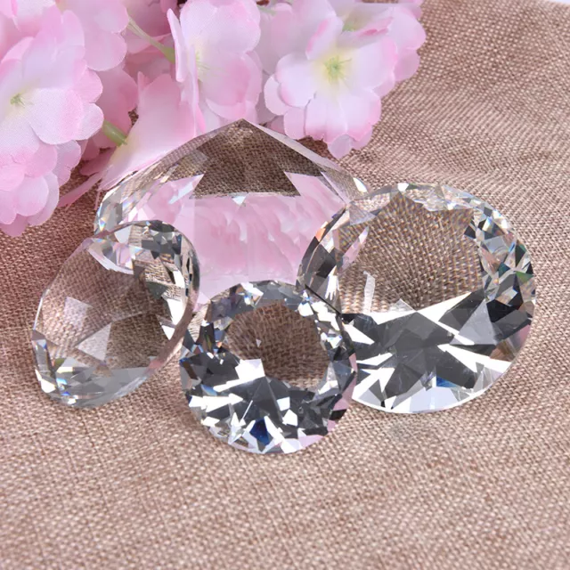 Crystal Clear Paperweight Faceted Cut Glass Giant Diamond Jewelry Decor Craf`uk 2