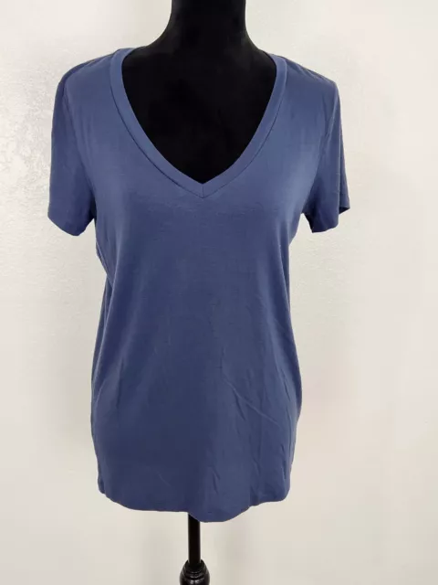 Express One Eleven Blue Pullover Scoop Neck Short Sleeve Blouse Top Shirt Size M