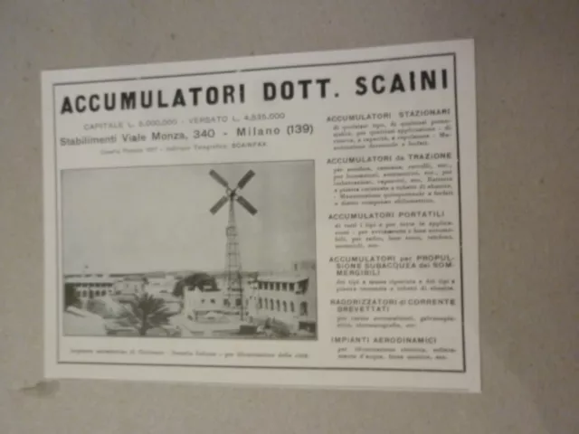 *pubblicita' ACCUMULATORI DOTT.  SCAINI -- 1933