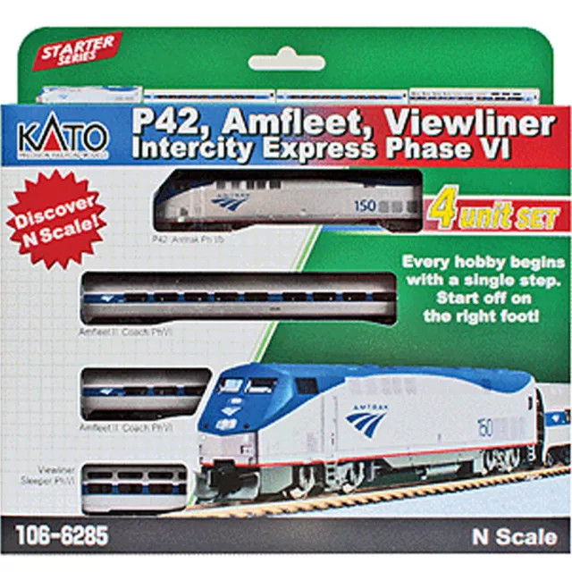 Kato 106-6285 Amfleet II & Viewliner I Intercity Express Train 4 Car Set N Scale