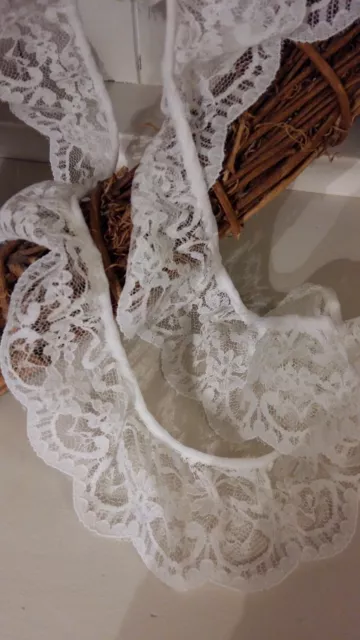 Nottingham Gathered Frilled Lace Trim Ivory Cream 65mm Width  Sewing Crafts