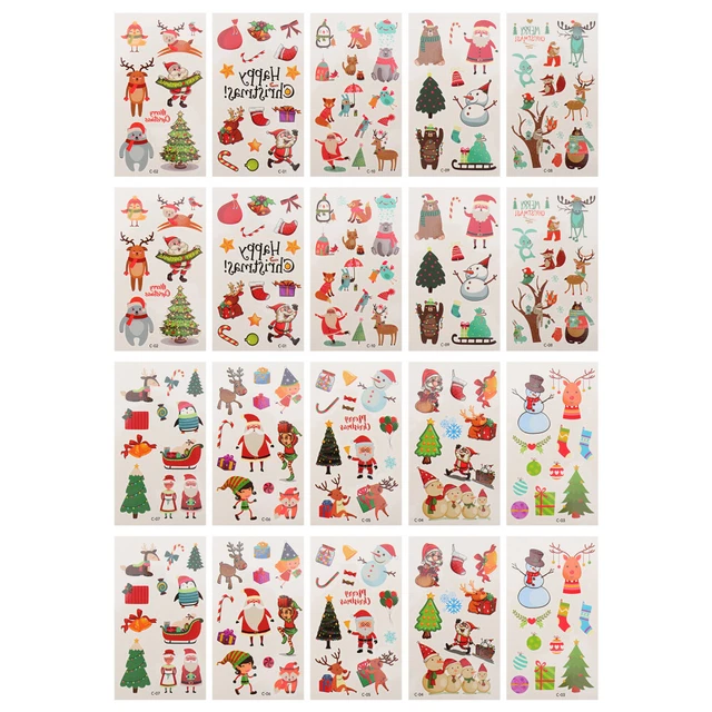 20 Sheets Weihnachts-Tattoo-Aufkleber Temporäre Tattoos Körper