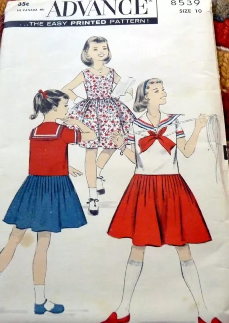 *LOVELY VTG 1950s GIRLS DRESS & BLOUSE ADVANCE  Sewing Pattern 10/28 FF